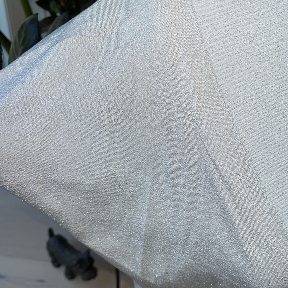 EUC judith & charles metallic silver v neck drop shoulder sweater - Picture 3 of 8